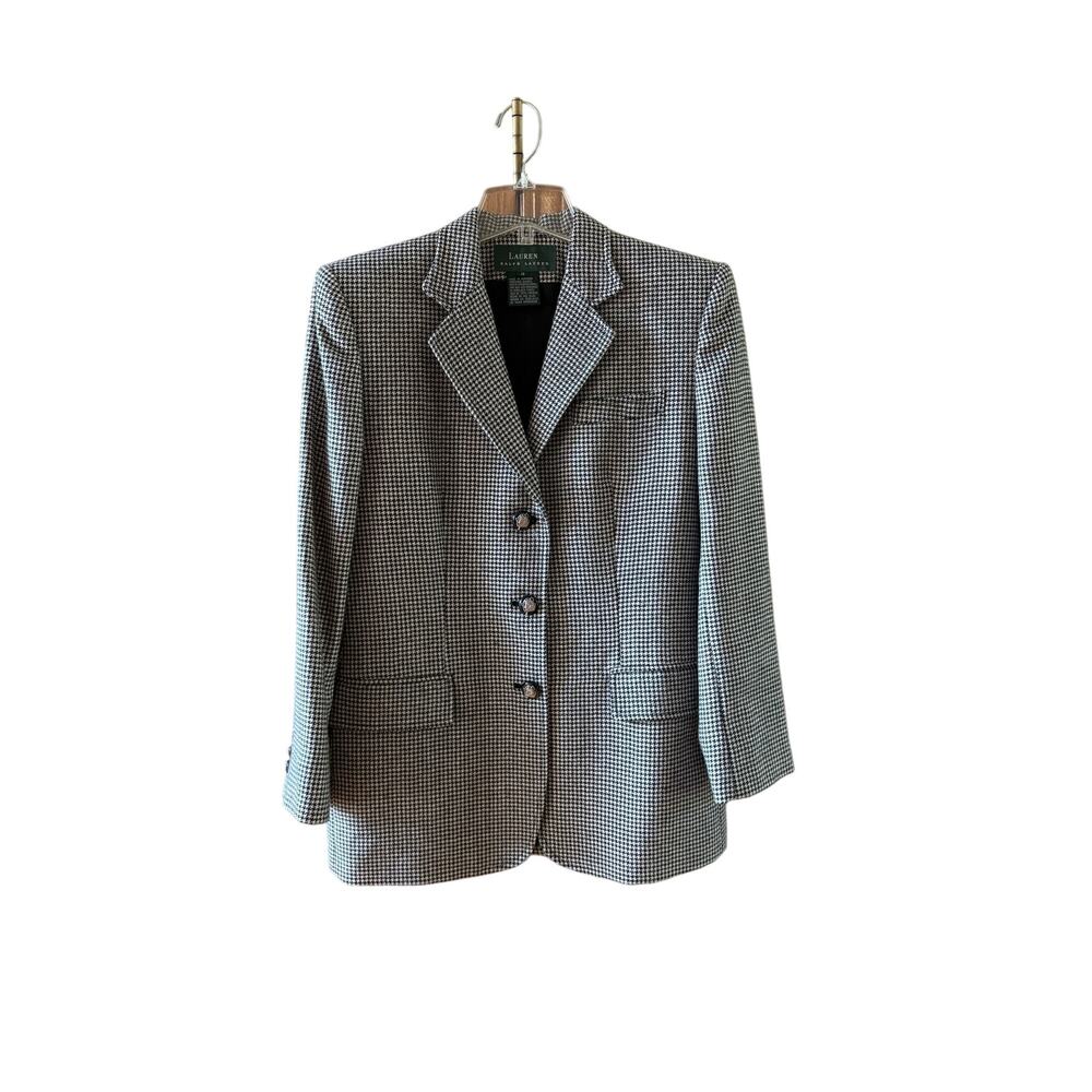 Vintage black and white Lauren Ralph Lauren houndstooth equestrian blazer 4